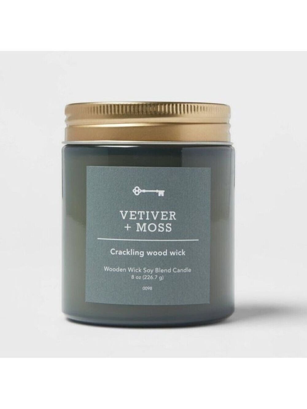 New Threshold Tinted Glass Vetiver + Moss Lidded Jar Candle Green 8oz